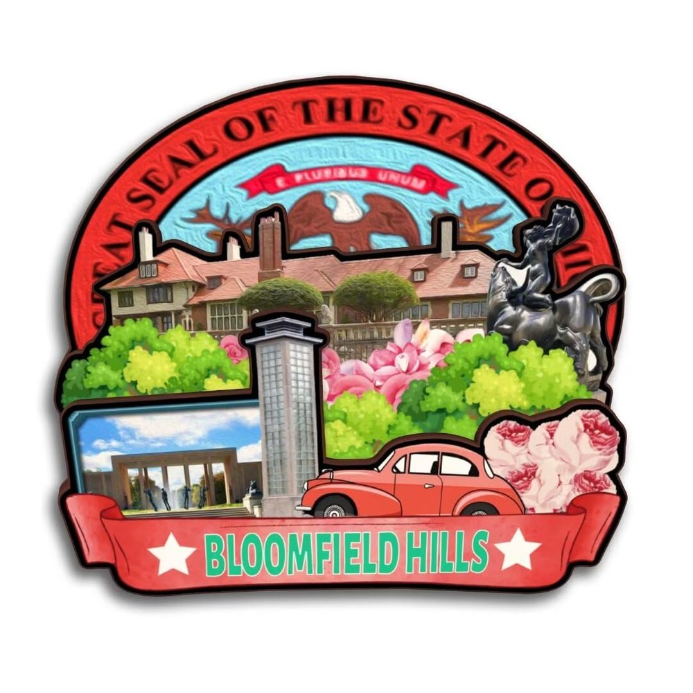Bloomfield Hills Michigan USA America Wooden Fridge Magnet Cute 3D City Travel Souvenirs Crafts Handmade Refrigerator Stickers Home Whiteboard Decor Collection Gift