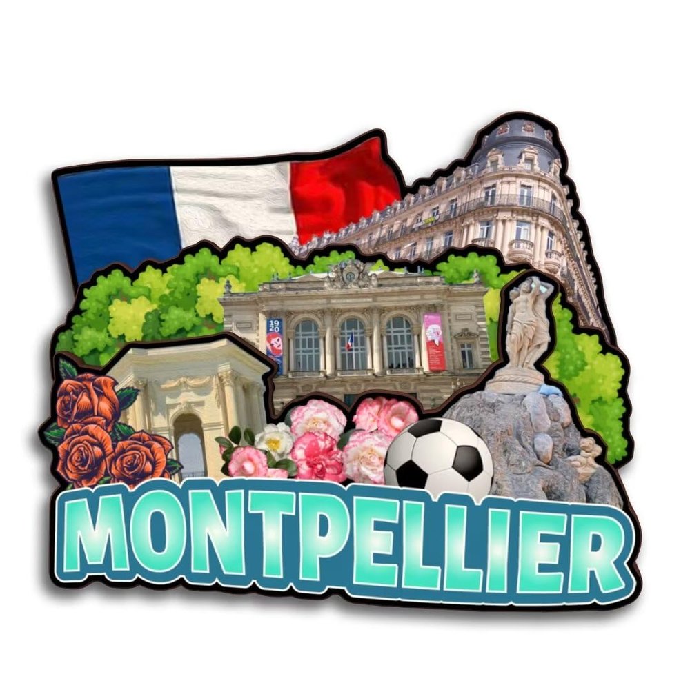 Montpellier France Fridge Magnet 3D Wooden City Travel Souvenirs Handmade Crafts Refrigerator Magnets Stickers Home Decor Collection Gift