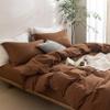 BDEAR Linen Feel Dark Orange Duvet Cover King Size 104'' W x 90'' L, Percale 100% Washed Cotton Duvet Cover with Zipper Closure Plus 2 Pillowcases, Oeko TEX Standard 100 Certificated view 2