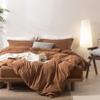 BDEAR Linen Feel Dark Orange Duvet Cover King Size 104'' W x 90'' L, Percale 100% Washed Cotton Duvet Cover with Zipper Closure Plus 2 Pillowcases, Oeko TEX Standard 100 Certificated view 4