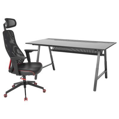 UTESPELARE/MATCHSPEL gaming desk and chair, black