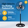 PAMI 18 High-Velocity Oscillating Pedestal Fan - Portable Floor Fan With 3 Speed Levels & Adjustable Height- Powerful Air Flow Standing Fan- Electric Cooling Fan For Bedroom Home Dorm Office, Black view 2