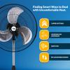 PAMI 18 High-Velocity Oscillating Pedestal Fan - Portable Floor Fan With 3 Speed Levels & Adjustable Height- Powerful Air Flow Standing Fan- Electric Cooling Fan For Bedroom Home Dorm Office, Black view 3