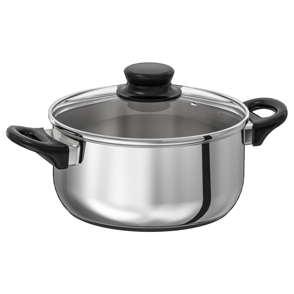 ANNONS Pot with lid, 2.8 l, Glass/Stainless Steel