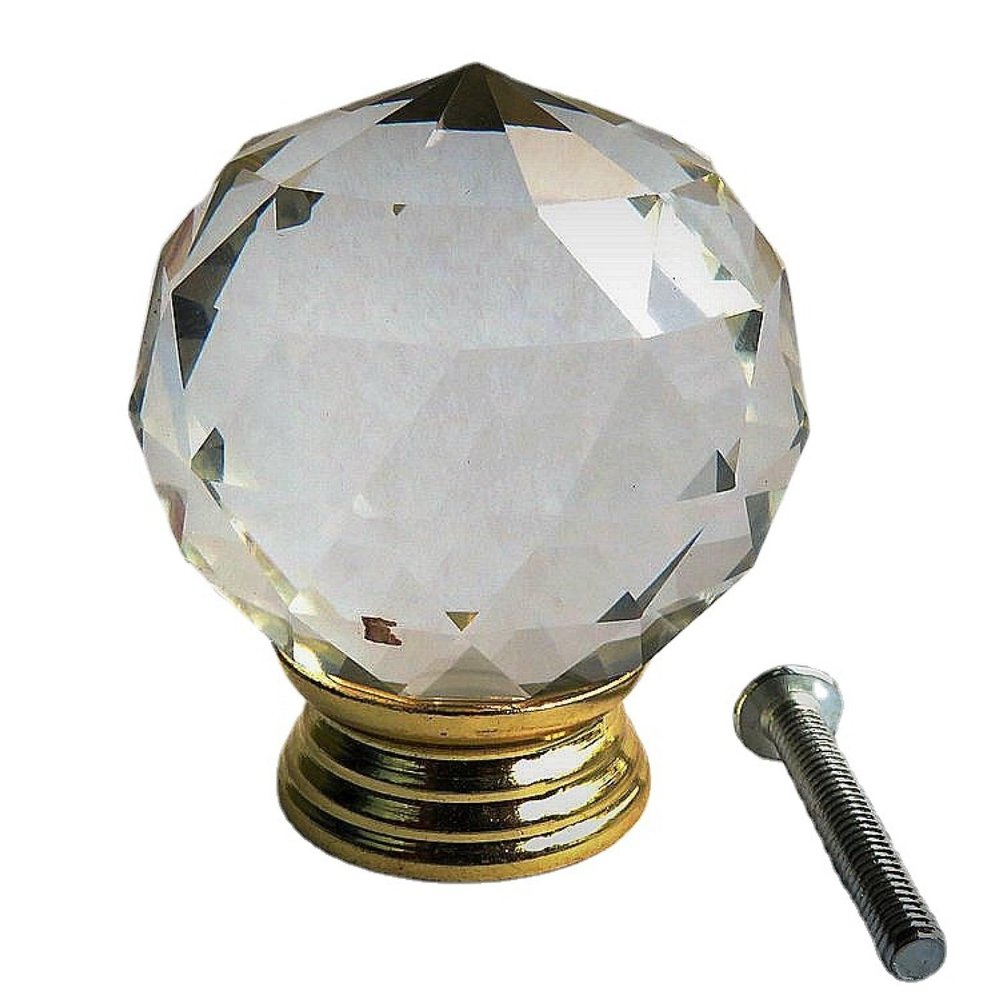 Cabinet Handles, 10 Pack Round Crystal Handle Single Hole Furniture Handle Gift Box Handle Storage Box Drawer Knob 25mm Gold Bottom (Color : Gold Bottom, Size : 40mm)