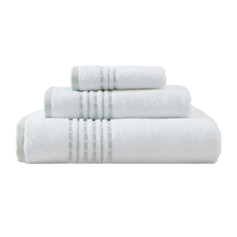 Tommy Bahama - Towel Set, Highly Absorbent Premium Cotton Towels with Embroidered Hem Details, Tropical Inspired Design, Oeko-Tex Certified (Cliff Side Green, 3-Piece)