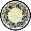 Polmedia Polish Pottery Dinner Plate UNIKAT - Pansy Wreath Pattern Handmade in Boleslawiec Poland by Ceramika Artystyczna + Certificate of Authenticity view 1