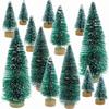 Pasuihcay 34 Pcs Mini Christmas Tree Snow Frost Small DIY Craft Desktop Decoration Christmas Ornaments Tree Decorations, Blue-green view 1