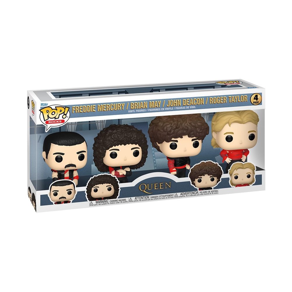 Funko Pop Rocks: Queen - Freddie Mercury, Brian May, John Deacon, Roger Taylor - (Radio Gaga), 4-Pack - Collectable Vinyl Figure - Gift Idea - Official Merchandise - Toys for Kids & Adults