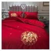 ADOVZ New Green and red Egyptian Cotton Bedclothes Embroidery bedlinen Bed Sheet Duvet Cover Sets 4pcs Bedding Set for Wedding,Bed Sheets view 3