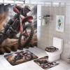 TOWINSFB 4Pcs Motorbike Rider Shower Curtain Set with Toilet Lid Cover U-Shaped Mat and Non-Slip Rugs, Playful Motocross Motorcycle Shower Curtain Bathroom Decor Set, 72" X 72" view 1