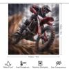 TOWINSFB 4Pcs Motorbike Rider Shower Curtain Set with Toilet Lid Cover U-Shaped Mat and Non-Slip Rugs, Playful Motocross Motorcycle Shower Curtain Bathroom Decor Set, 72" X 72" view 2