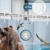 Aimego Long Funny Shower Curtain - Cool Bear Riding Shark Fun Crazy Ocean Wave Fabric Cloth Shower Curtain Set with 12 Hooks Adults Bathroom Decor Accessories Bathtub Curtain, 72"x78", Blue Brown view 2