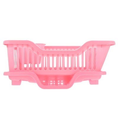 Alipis Dish Drainer Plastic Dish Drying Rack with Drainboard, Household Draining Rack Sink Drain Rack Kitchen Basket Drying Rack Drying Pink