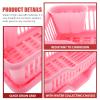 Alipis Dish Drainer Plastic Dish Drying Rack with Drainboard, Household Draining Rack Sink Drain Rack Kitchen Basket Drying Rack Drying Pink view 3