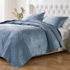 Barefoot Bungalow Riviera Velvet Finely Stitched Modern Quilt and Pillow Sham Set Spa Blue Twin - Twin XL 2 Piece view 2