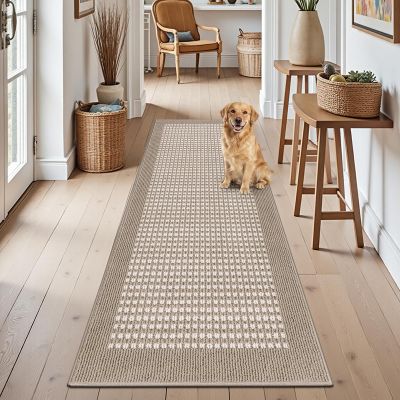 Ileading Laundry Room Runner Rug 2'x6' Non Slip Farmhouse Kitchen Floor Mats with Rubber Backing Machine Washable Beige Indoor Decor Carpet for Doormat Hallway Entryway Petmat Garage Balcony