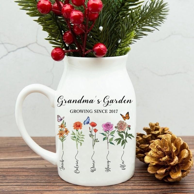 Personalized Grandma's Garden Flower Vase, Custom Birth Month Flower Vase, Grandma's Garden Flower Vase, Grandma's Garden Flower Vase Flower, Nana's Garden, Grandmas Garden, Moms Garden Gift