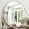 36 Inch Round Bathroom Mirror - Gold Wall Mounted Circle Mirror with Metal Frame, Modern Round Hanging Mirror Suitable for Bathroom, Vanity, Entryway, Living Room view 2