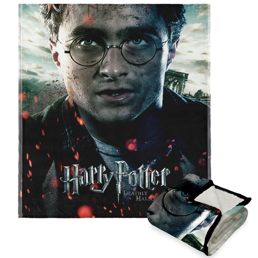 NORTHWEST Harry Potter Silk Touch Sherpa Throw Blanket, 50" x 60", Deathly Hallows Pt 2