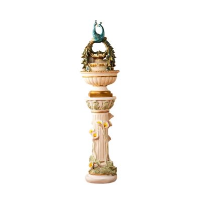 Floor Water Fountain Imitation Indoor Waterfall with Glass Rotating Ball, Peacock Feature, Relaxation Decor Fountain, Suitable for Office, Living Room, Courtyard, Etc Water Fountain Garden Waterfall (