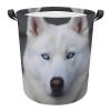 LFDSPYJE Laundry Basket Waterproof Laundry Hamper with Handles Foldable Dirty Clothes Hamper Blue Eyed White Husky Freestanding Laundry Bag Organizer Tall Storage Basket for Bedroom Bathroom Decor view 1