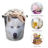 LFDSPYJE Laundry Basket Waterproof Laundry Hamper with Handles Foldable Dirty Clothes Hamper Blue Eyed White Husky Freestanding Laundry Bag Organizer Tall Storage Basket for Bedroom Bathroom Decor view 3