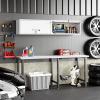 Wall Mounted Storage Organizer Wall Cabinet Garage Wall Cabinet Medicine Cabinet Over The Toilet Storage Cabinet Upper Cabinet Wall Mounted with Locking Door Steel Storage Cabinet White view 2