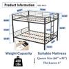 DNYN Queen Over Queen Bunk Bed with Wood Slat Support for Kids/Adults,Can be Separated & Easy Assemble & Space Saving & No Box Spring Needed,Perfect for Dorm,Bedroom,Guest Room, Black view 2