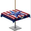 4th of July Outdoor Tablecloth with Umbrella Hole Stars Stripe Retro Rural Farmhouse 54x54in Square Waterproof Spillproof Patio Table Cover Tabletop Protector for Picnic, Garden, Camping, Backyard view 1