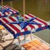 4th of July Outdoor Tablecloth with Umbrella Hole Stars Stripe Retro Rural Farmhouse 54x54in Square Waterproof Spillproof Patio Table Cover Tabletop Protector for Picnic, Garden, Camping, Backyard view 2