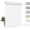 BERISSA Blackout Roller Shades for Windows Cordless Roller Blinds with Cassette Valance Jacquard Insulated Fabric for French Doors Bedrooms Living Rooms.True White.26 W x 76" H view 1