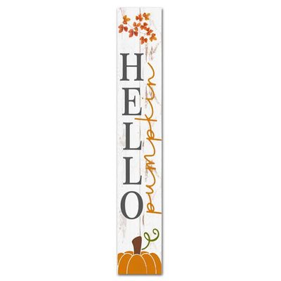Bidesign (64X8) IN Tall Hello Pumpkin Vertical Signs for Front Porch Standing Hanging Large Wooden Welcome Vertical Porch Decor for Front Door Home Farmhouse Fall Autumn Decoration Outdoor Indoor