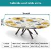 Barsada Flower Print Oval Tablecloth Fitted Greaseproof Waterproof Elastic Large Oval Tablecloth Table Cloth Oval for Bridal Shower Engagement Housewarming Wedding Fits for 42" x 60" Oval Table view 4