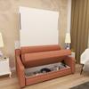 Harper & Bright Designs Full Size Murphy Bed, Morden Full Vertical Murphy Bed with Sofa and Drawers, Wall Bed Hidden Bed Gas Struts, White+Orange view 3