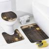 4Pcs Country Cats Bathroom Sets with Shower Curtain Rugs Mats Accessory Winter Tree Snowy Scene White Animals Bathroom Decorations Sets with Non Slip Rugs Toilet Lid Cover Bath Mat view 4