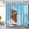 Aimego Long Funny Shower Curtain - Bathing Cat Cute Kitten Taking Shower with Rubber Ducks Fabric Cloth Shower Curtain Set with 12 Hooks for Kids Bathroom Decor Accessories Bathtub Curtain, 72"x78" view 2