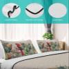 Full Size Quilt Set, Tropical Birds Parrot on Branch Lightweight Bedspread Coverlet Set Soft Microfiber Summer Quilt with 2 Pillow Shams, Green Palm Leaves on Burlap 3 Piece Comforter Bedding Set view 4