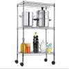 3 Tier Storage Shelves, Garage Shelving with Wheels and Adjustable Feet, Height Adjustable Metal Shelving, Wire shelving for Storage Pantry Shelf, Garage or Bakers Rack Kitchen, 23"Lx13"Wx32"H,Chrome view 1