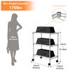 3 Tier Storage Shelves, Garage Shelving with Wheels and Adjustable Feet, Height Adjustable Metal Shelving, Wire shelving for Storage Pantry Shelf, Garage or Bakers Rack Kitchen, 23"Lx13"Wx32"H,Chrome view 3