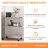 3 Tier Storage Shelves, Garage Shelving with Wheels and Adjustable Feet, Height Adjustable Metal Shelving, Wire shelving for Storage Pantry Shelf, Garage or Bakers Rack Kitchen, 23"Lx13"Wx32"H,Chrome view 4