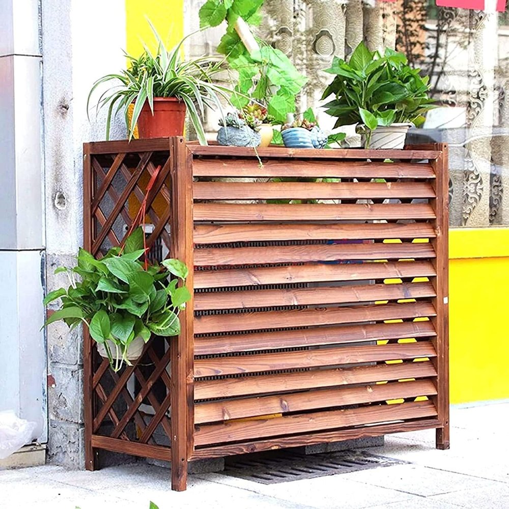 CFDZCP air Conditioner Fence for Outside Solid Wood Air Conditioner Fence Privacy Screen, Outdoor Conditioning Shell Blinds, Freestanding Enclosure to Cover Garbage Or Ac Units