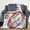 TOWINSFB Tradition Rugby Sport Throw Blanket, Fuzzy Lightweight Soft Cozy Warm American Flag Ball Splash Ink Flannel Blanket for Couch Sofa- 50"x60" view 3