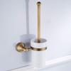Elegant European Antique Bronze Toilet Brush Holder Set, Wall Mounted Brass Bathroom Accessories Set (Golden) view 2
