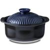 Ginpo Touki Ginpo Pottery Chrysanthemum Flower Rice Pot, 3 Cuisine, Double Lid, Earthenware, Compatible with Direct Fire, Lapis Glaze, Blue, Made in Japan view 1