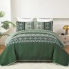 WONGS BEDDING Green Quilt Set Queen Size,3 Pieces Boho Bedspread Coverlet Set,Soft Bohemian Bedding Set Queen for All Season 96"90" view 2