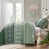 WONGS BEDDING Green Quilt Set Queen Size,3 Pieces Boho Bedspread Coverlet Set,Soft Bohemian Bedding Set Queen for All Season 96"90" view 3