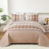 WONGS BEDDING Boho Beige Quilt Set King Size,Geometry Printed Bedspread Coverlet Set with 2 Pillowcases,Soft Bohemian Bedding Set King 104"90" view 2