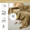 STACYPIK Boho Chenille Mustard Yellow Sofa Covers, Herringbone Jacquard Couch Cover for Dogs, Washable Pet Protector for 3 Cushion Couch, Tassels Sectional Covers for Loveseat Throw Slipcover-71X134IN view 4