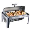 FAFACAI 9L Roll Top Hot Pot, Full Size Stainless Steel Rectangular and Buffet Warmer with Food Tray, Water Tray and Fuel Rack for All Events (Silver) view 1